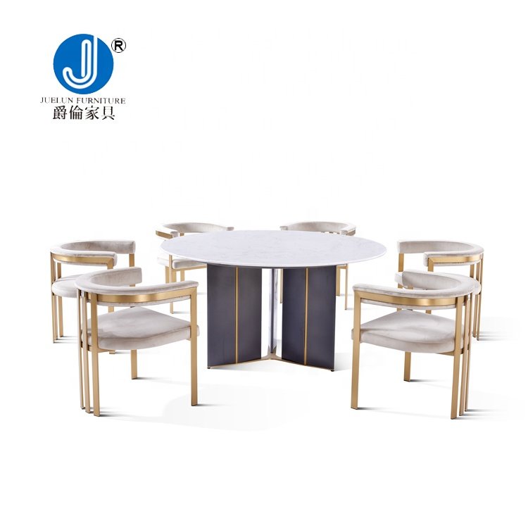Modern 6 chairs metal frame wooden dinning table set wood leg dining table dining table set wood