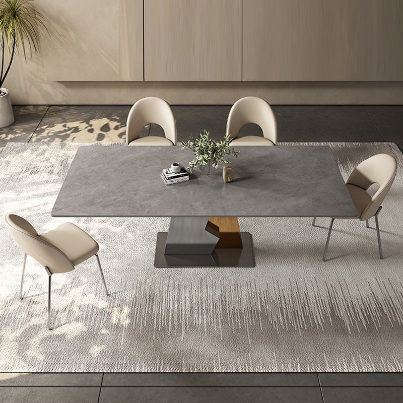 Pure Minimalist Design Marble Dining Table Moder Living Room Rectangle Table Stainless Steel Rectangular Tables