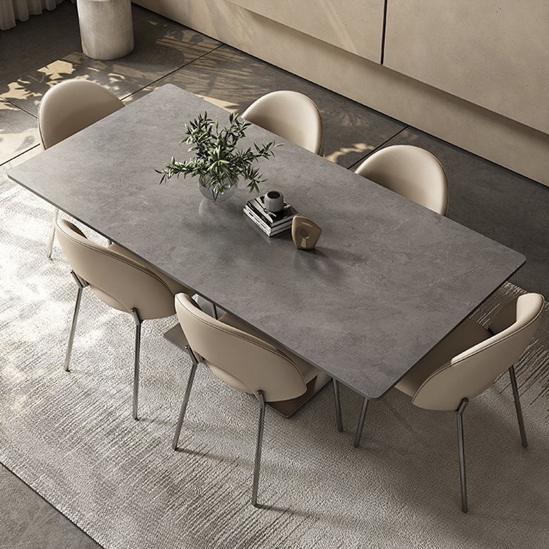 Pure Minimalist Design Marble Dining Table Moder Living Room Rectangle Table Stainless Steel Rectangular Tables