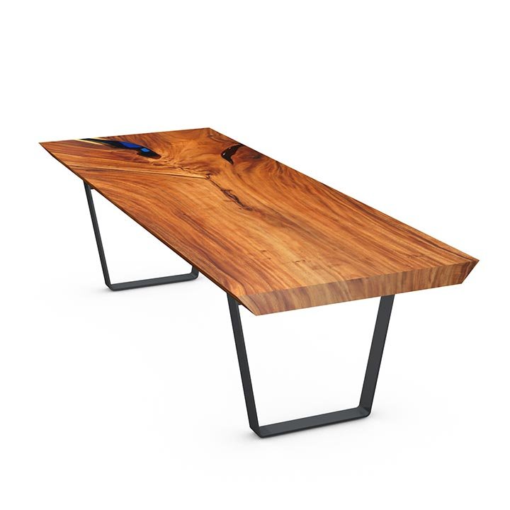 Modern Durable Solid Wood Slab Table Suar Wood Resin Epoxy Dining Tables Set for Home Hotel Villa Apartment for Living Room