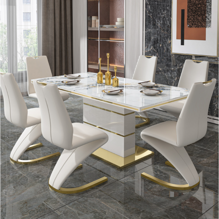 Nordic Minimalist Table And Chair Combination Small Apartment Household Marble Rectangular Dining Table