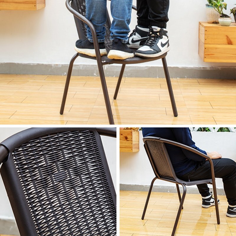 New Patio metal Rectangular Dining Table Outdoor glass tabletop table patio garden Furniture Dining Table And Chairs