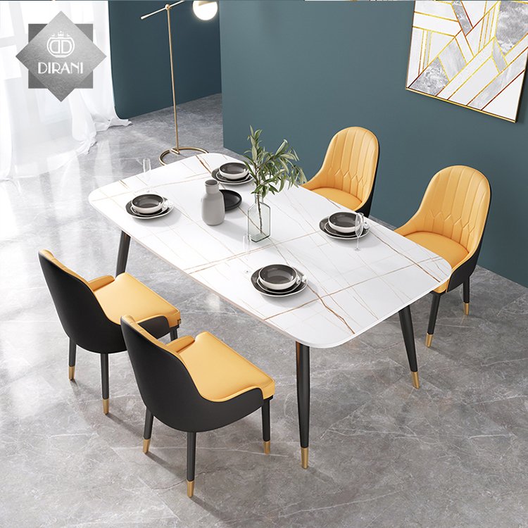 modern restaurant metal leg dining table set 6 seater luxury dining room table set for home