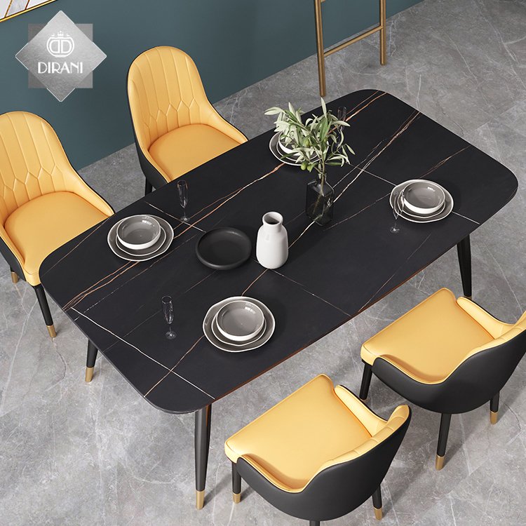 modern restaurant metal leg dining table set 6 seater luxury dining room table set for home