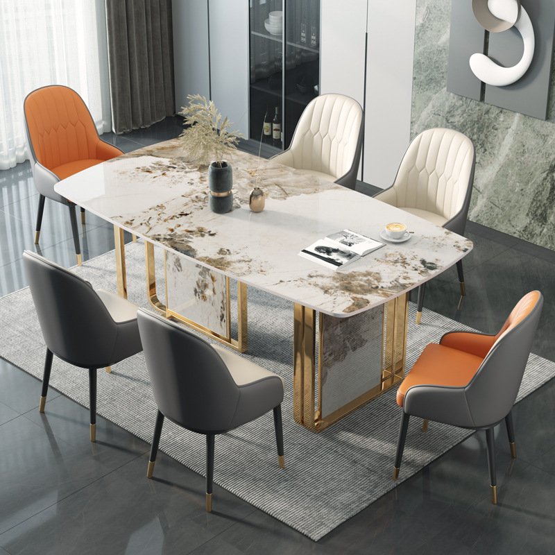 gold stainless steel kitchen modern dinning table and chairs set white chair table dining table set modern