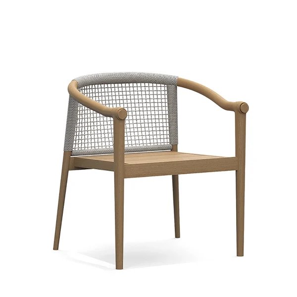 Aland Made of Solid Teak Wood Outdoor Dining Sets Wood Round Dining Table with Natural Finish.