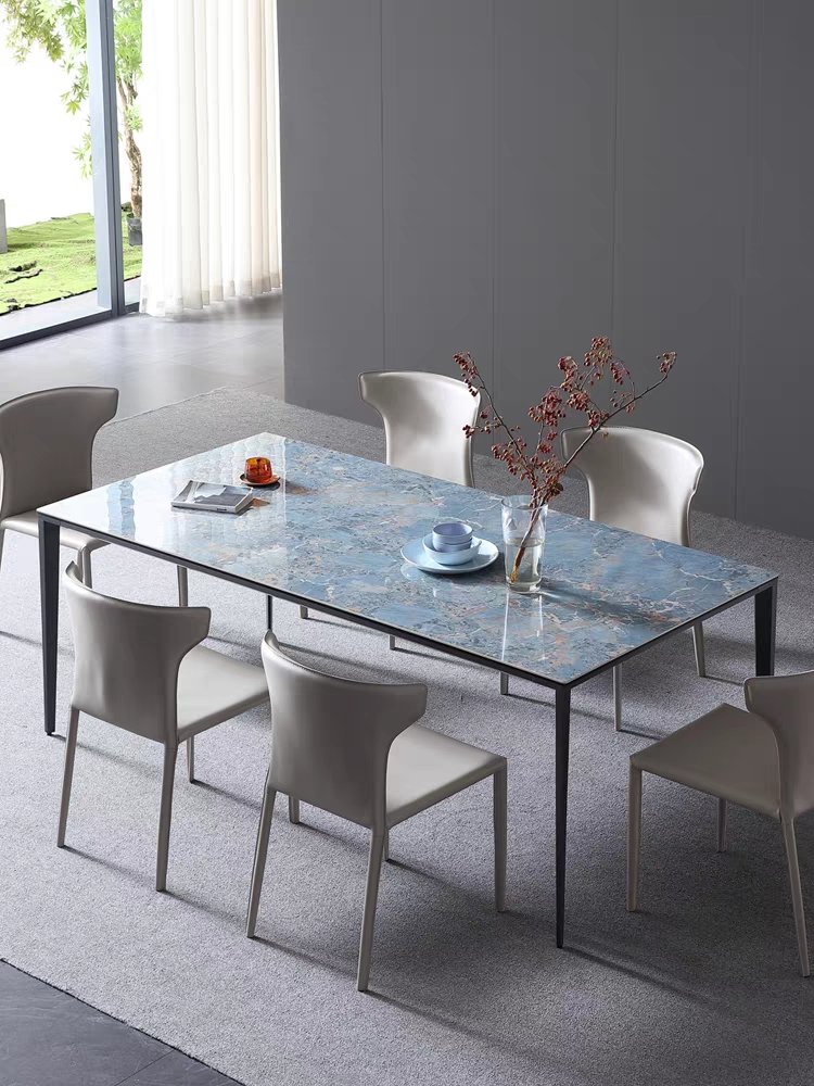 Stone Kitchen 6 Chairs Dining Table For Meals French Light Luxury Home Furniture Dining Set Dining Room Modern European