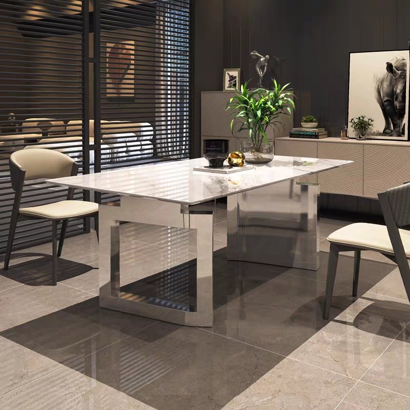 Stone Kitchen 6 Chairs Dining Table For Meals French Light Luxury Home Furniture Dining Set Dining Room Modern European