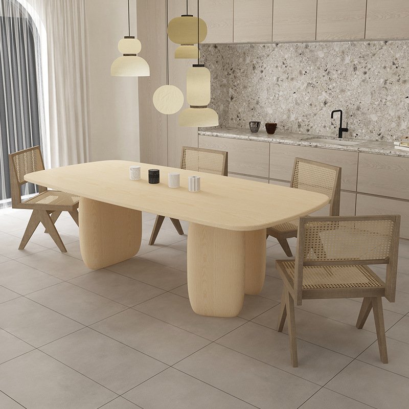 Nordic solid wood dining table simple household living room fashion creative multi-person dining table and chair combination