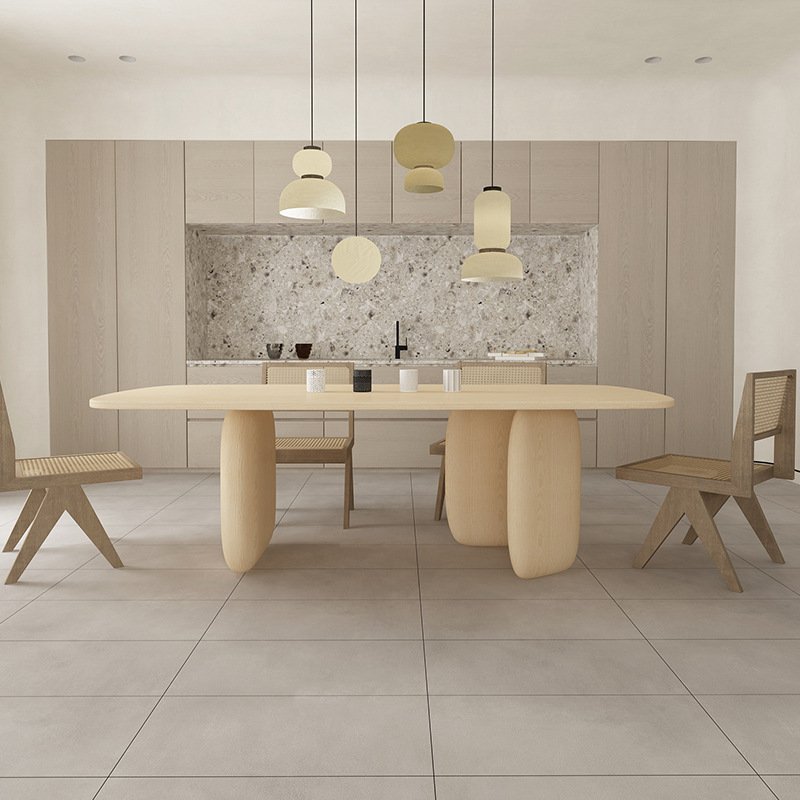 Nordic solid wood dining table simple household living room fashion creative multi-person dining table and chair combination