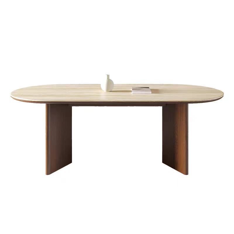 High quality french retro oval wood dining table and chair set marble table with solid walnut wood legs for hotel villa