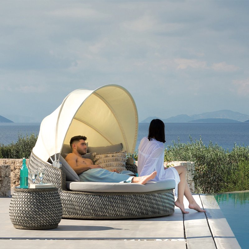 Backyard garden PE rattan furniture hotel patio sofa rattan weaving sofa villa poolside outdoor sofa set