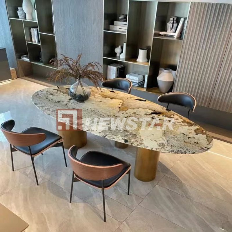 Customized Luxury Stone Dining Table Stone Furniture Dining Table Oval Marble Dining Table
