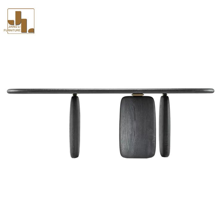 Nordic designer style hotel wooden dining table villa dining room accent black dining table and chair furniture set