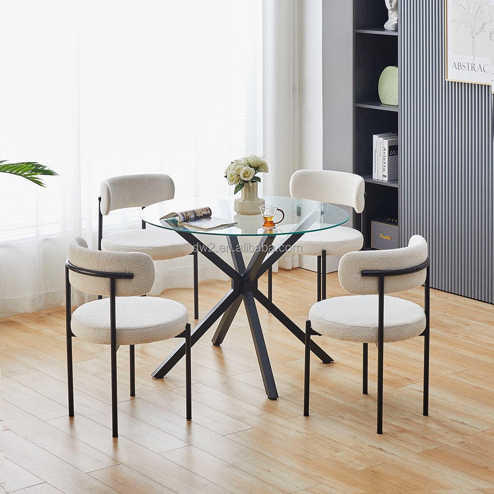 European style MDF table top fancy dining table set dining room furniture small wooden modern round dining table