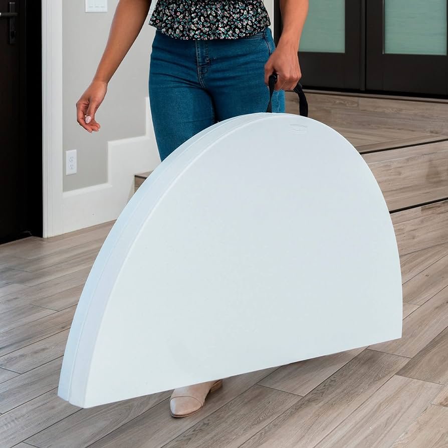 48 inch fold in half durable camping portable white plastic folding round tables for outdoor rental party wedding events
