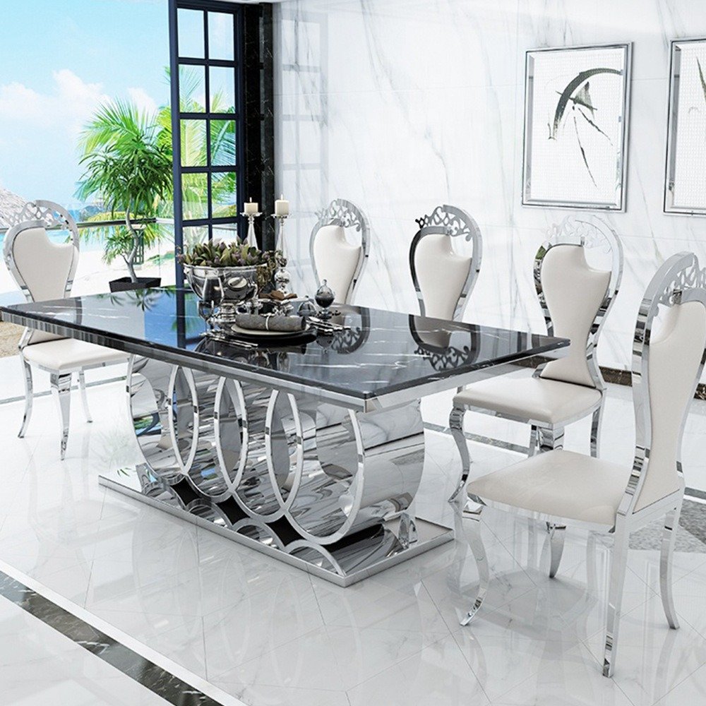 2022 Popular Nordic Style Modern Dining Room Set Italian Luxury Design Home furniture Marble Top Dining Table