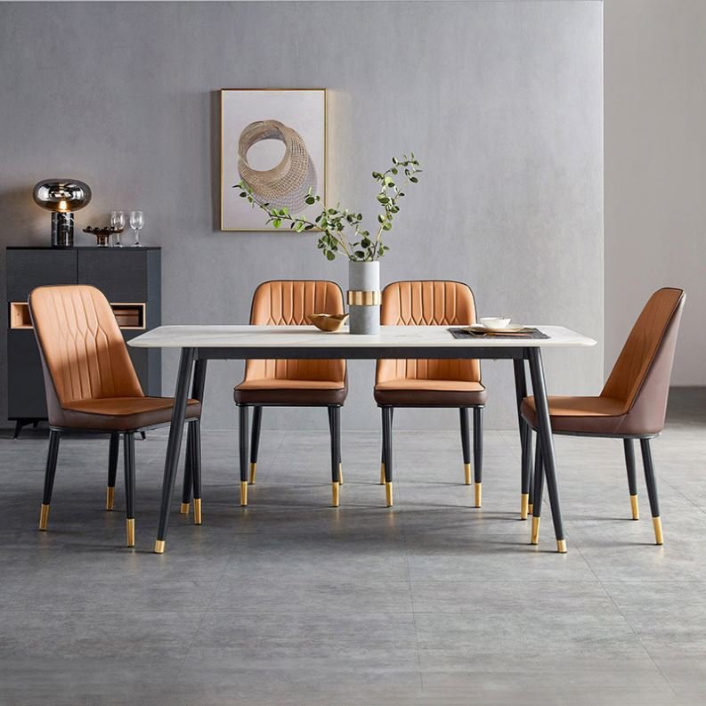 Luxury Stainless Steel Slate/Marble Dining Table Set Furniture Modern Dining Room 4 seat dining table set