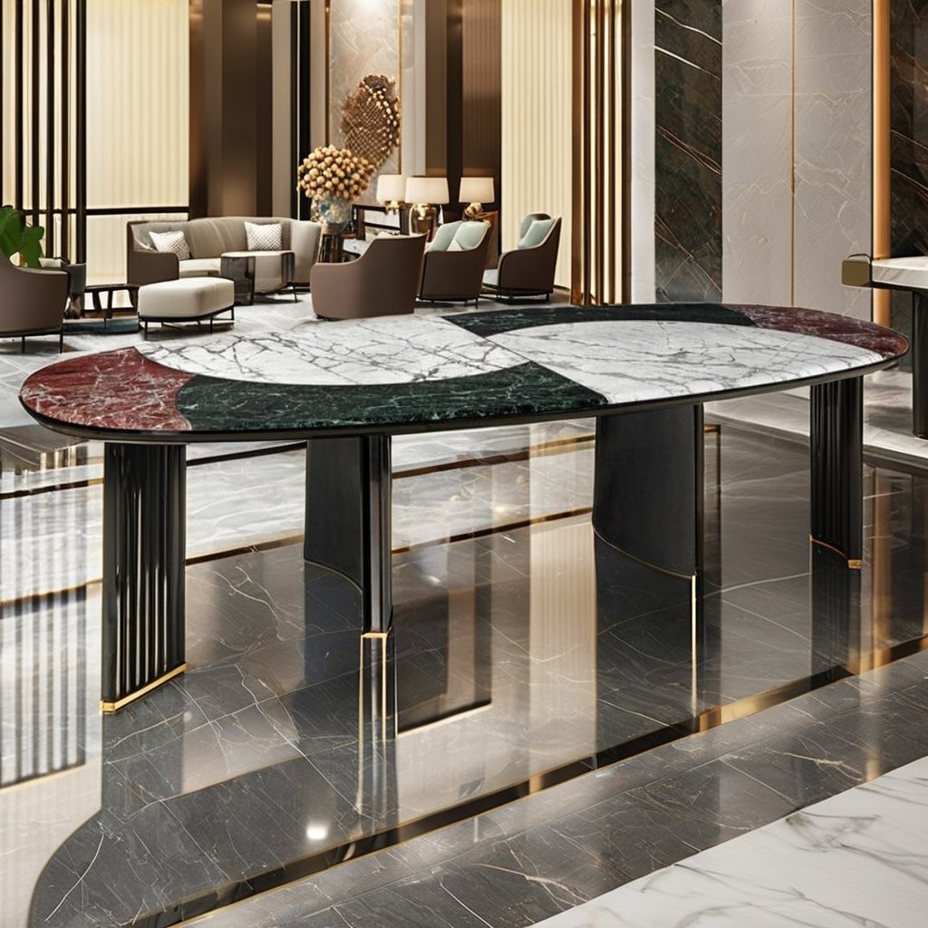 PFZION HOME Modern Luxury Rectangular Marble Top Dining Table Set 4-8 Seater Living Room Villa Kitchen Table