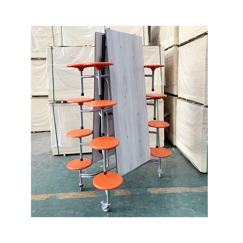 School Furniture 16 Seats Folding Cafeteria Dining Table With Chairs Mobile Canteen Table