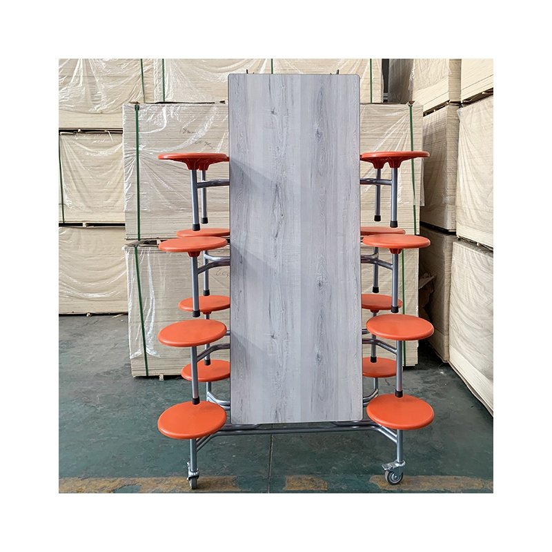 School Furniture 16 Seats Folding Cafeteria Dining Table With Chairs Mobile Canteen Table