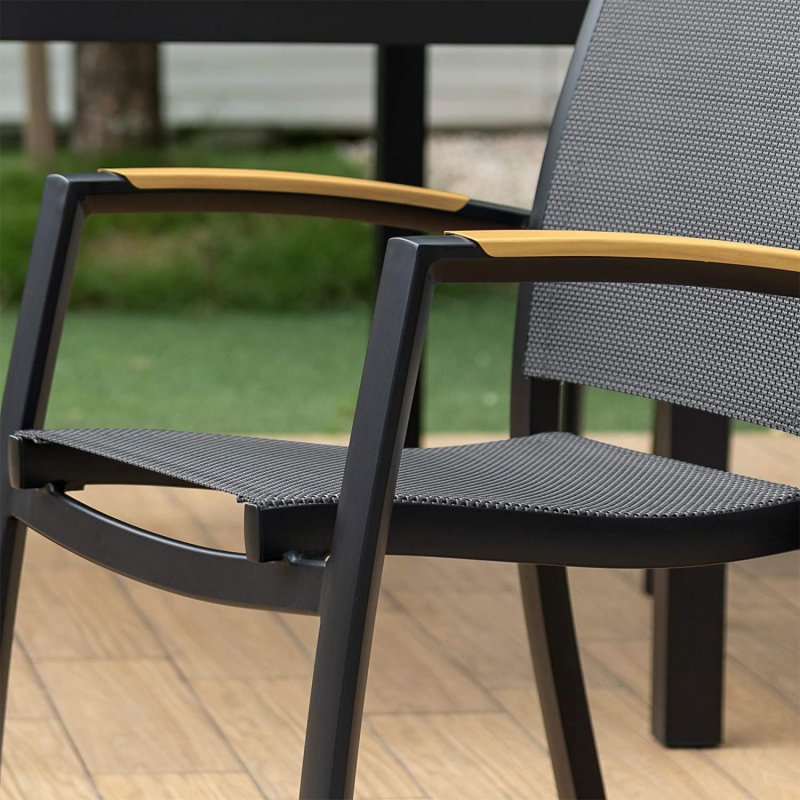 Modern Hot selling good quality outdoor aluminum patio furniture dining set plastic wood table set garden furniture
