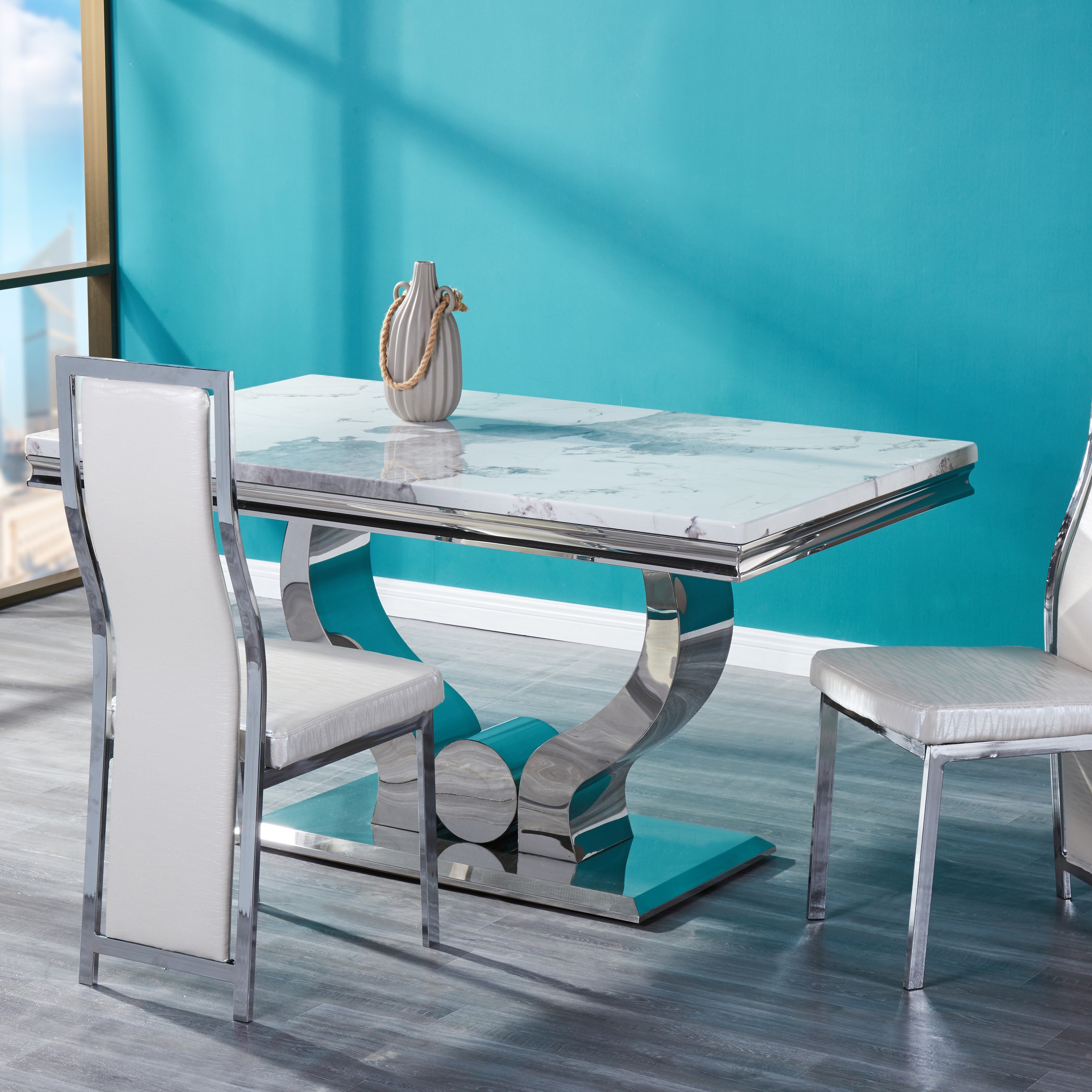Stainless steel leg and marble top 2022 dining tables