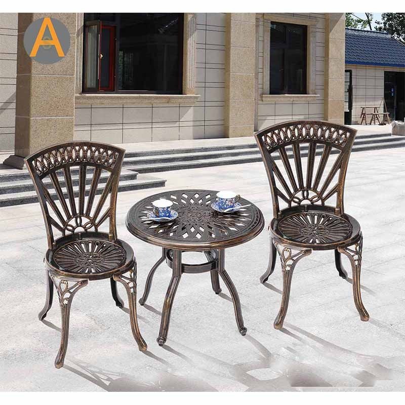Outdoor Cast Aluminum Patio Furniture 7 PCS Metal Garden Dining table chairs Set