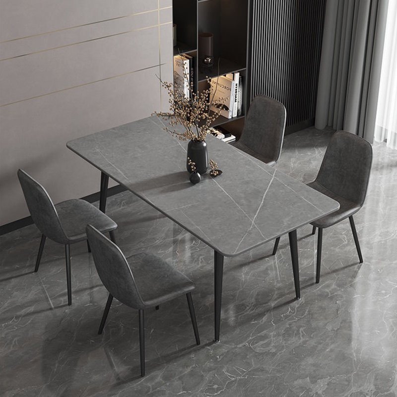 Contemporary Luxury Modern Furniture Elegant Dining Table made of Sintered stone with Metal Legs for Home Hotel School or Villa