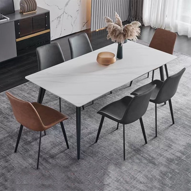 Contemporary Luxury Modern Furniture Elegant Dining Table made of Sintered stone with Metal Legs for Home Hotel School or Villa