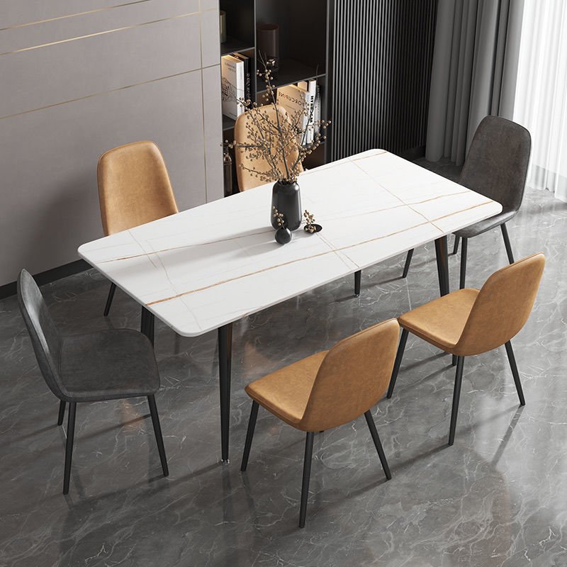 Contemporary Luxury Modern Furniture Elegant Dining Table made of Sintered stone with Metal Legs for Home Hotel School or Villa