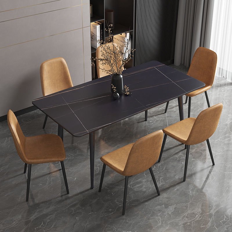 Contemporary Luxury Modern Furniture Elegant Dining Table made of Sintered stone with Metal Legs for Home Hotel School or Villa
