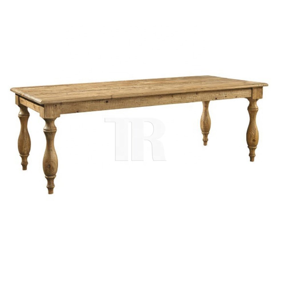 Classic farmhouse design 8 seaters recycled plain wooden dining table for event wedding