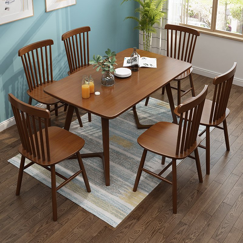 Nordic minimalist cafe leisure negotiation table modern commercial rectangular household solid wood dining table
