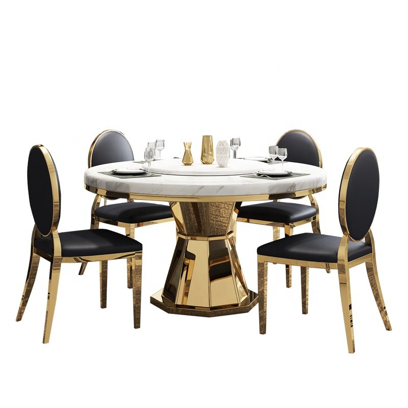 Contemporary Cheap Stainless Steel Dining Table Sets Factory Price Family Banquet Tables Custom Size Restaurant Marble Tables