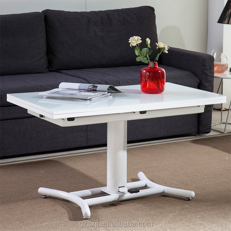 High quality Italian Style lift Folding wooden Dining table set expandable multi-use living room furniture customized