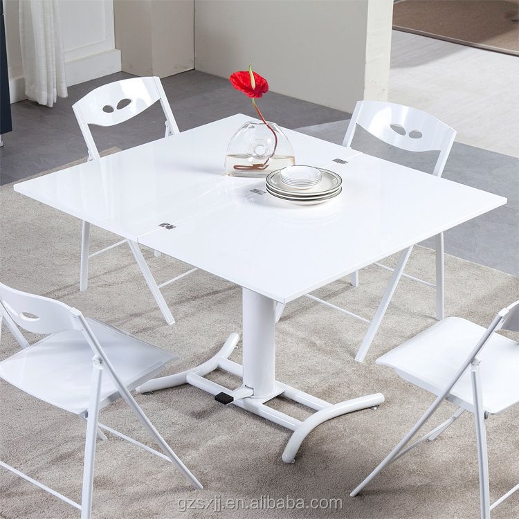 High quality Italian Style lift Folding wooden Dining table set expandable multi-use living room furniture customized