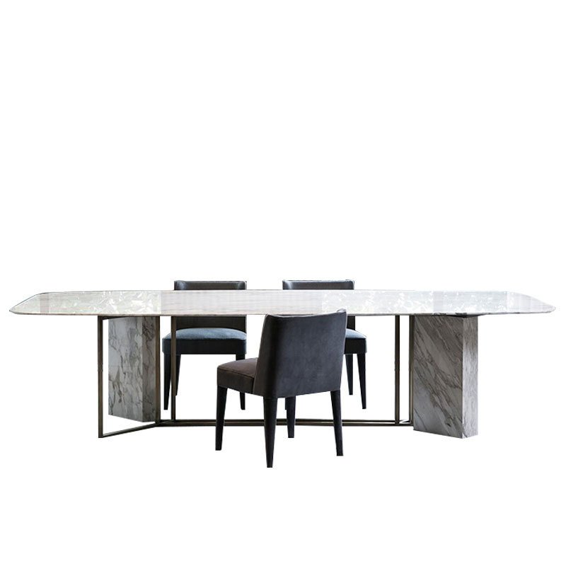 Luxury furniture large 12 seater table marble top square elegant marble table and chairs set for dining room