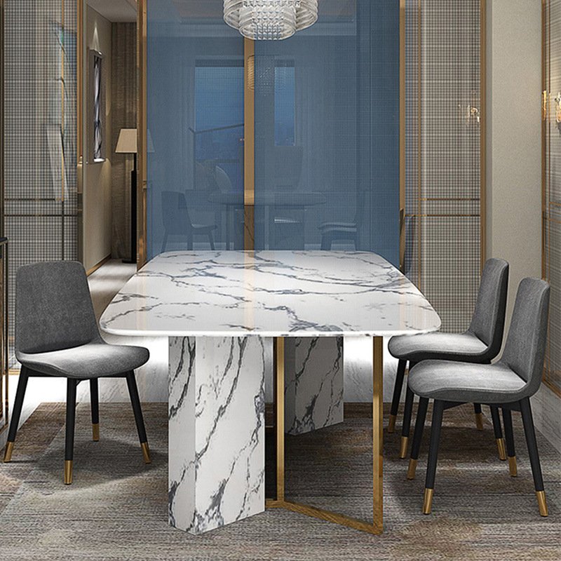 Luxury furniture large 12 seater table marble top square elegant marble table and chairs set for dining room