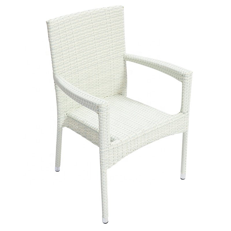 White Patio Porch 5 Piece Dining Set Furniture balcony Cafe Aluminum Rattan Wicker Outdoor Garden Table and 4 Seater Chairs