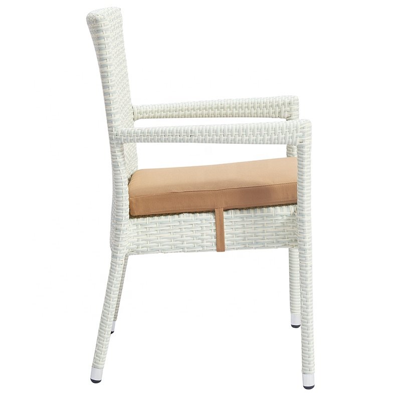 White Patio Porch 5 Piece Dining Set Furniture balcony Cafe Aluminum Rattan Wicker Outdoor Garden Table and 4 Seater Chairs