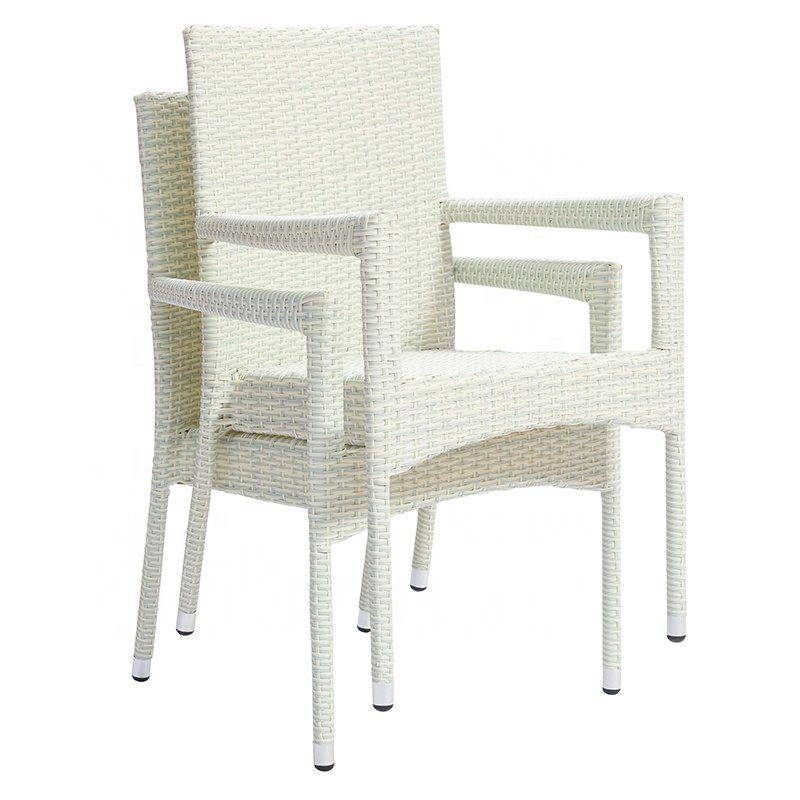 White Patio Porch 5 Piece Dining Set Furniture balcony Cafe Aluminum Rattan Wicker Outdoor Garden Table and 4 Seater Chairs