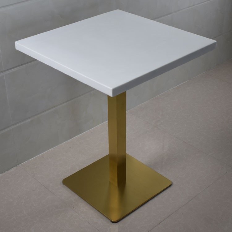 White Table Top and Black Metal Base Extendable Dining Table Mechanism for 2 Seaters