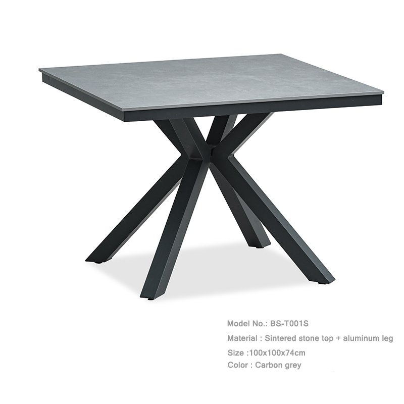 waterproof sintered stone aluminum round square 4 people outdoor dining table set rattan rope chair patio garden furniture