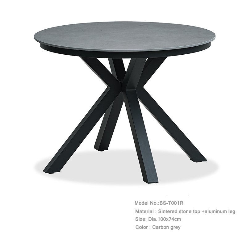 waterproof sintered stone aluminum round square 4 people outdoor dining table set rattan rope chair patio garden furniture