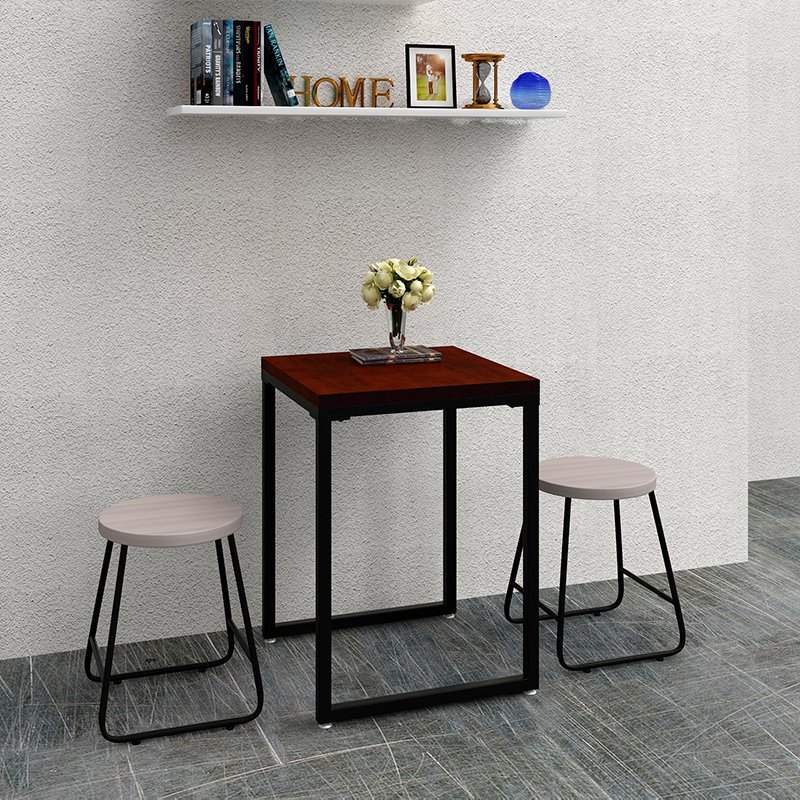 Double table and chairs milk tea dessert shop square dining table cafe tea shop leisure small square table small round stool