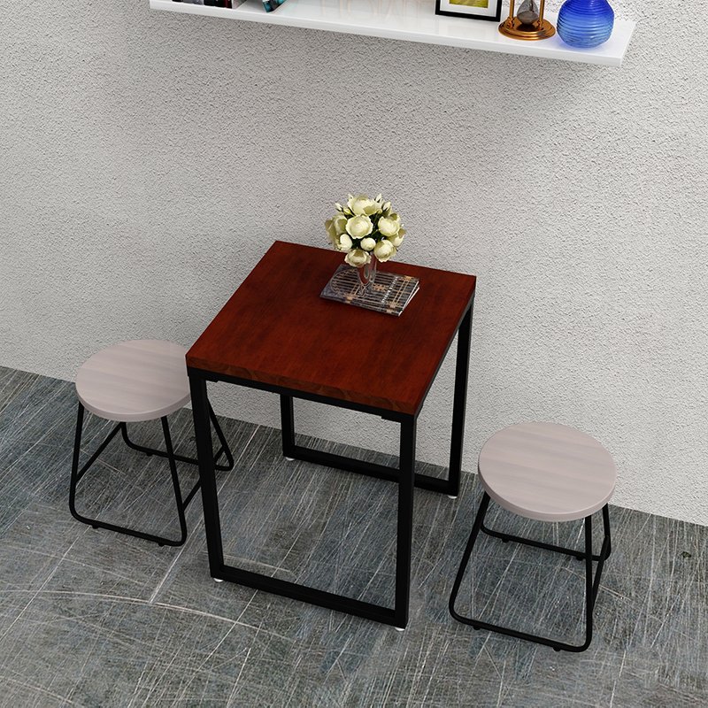 Double table and chairs milk tea dessert shop square dining table cafe tea shop leisure small square table small round stool