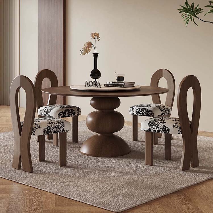 Nordic Pure Solid Wood Rock Board Table And Chair Combination Modern Ash Wood Round Home Designer Dining Table