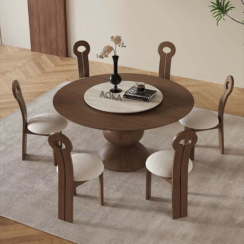 Nordic Pure Solid Wood Rock Board Table And Chair Combination Modern Ash Wood Round Home Designer Dining Table