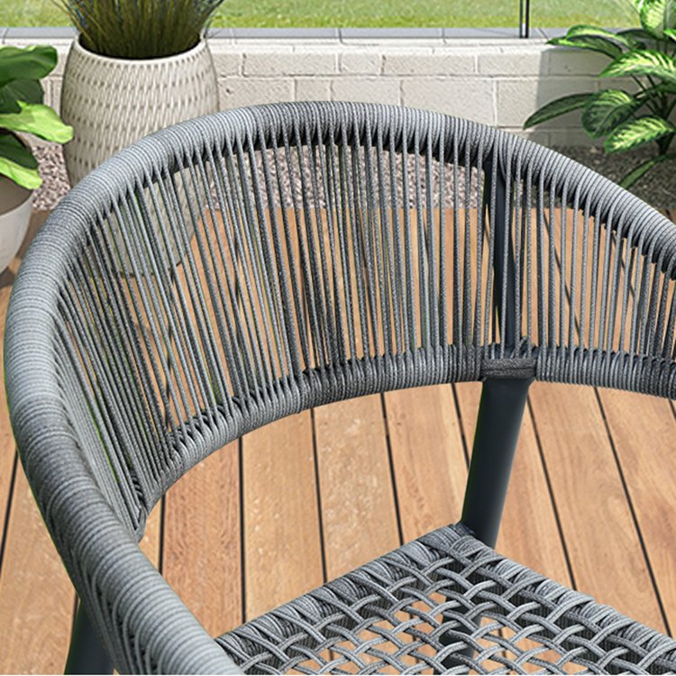 Modern Cheap Grey Garden 5 Piece Dining Set Furniture Outdoor Patio Rope Aluminum Table and 4 Seater Chairs